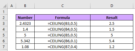 Excel Ceiling - working with decimals