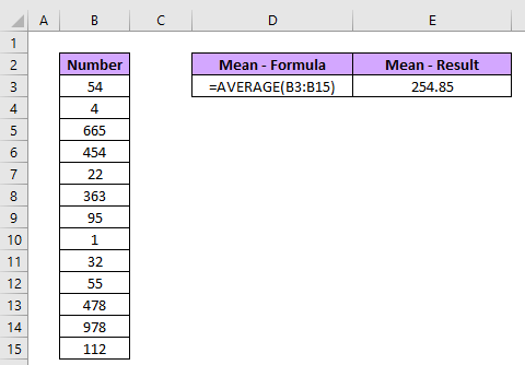 How to normalize data in excel - calculate the mean